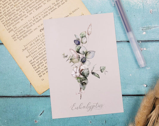 Eucalyptus Postkarte DIN A6 Handlettering